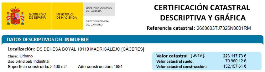 nave industrial en madrigalejo